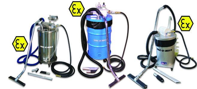 VAC-U-MAX Explosion-Proof • Intrinsically Safe • ATEX-Certified • Compressed Air Operated • Industrial Vacuum Cleaners