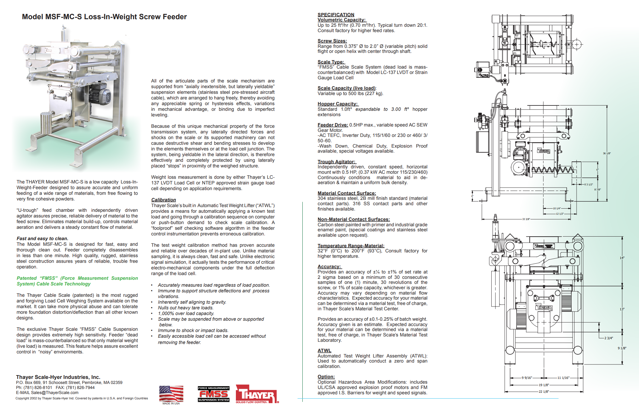 Thayer Scale Loss-In-Weight Screw Feeder